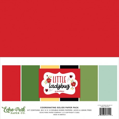 Echo Park Little Ladybug Coordinating Solids Paper Pack 30x30cm