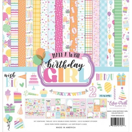 Echo Park Make A Wish Birthday Girl Collection Kit 30x30cm