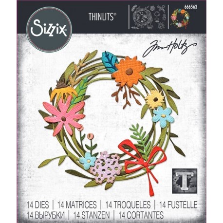 Thinlits Die Set 14pz - Vault Funky Floral Wreath by Tim Holtz 666563