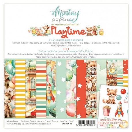 Mintay Papers PLAYTIME Paper Pad 15x15cm