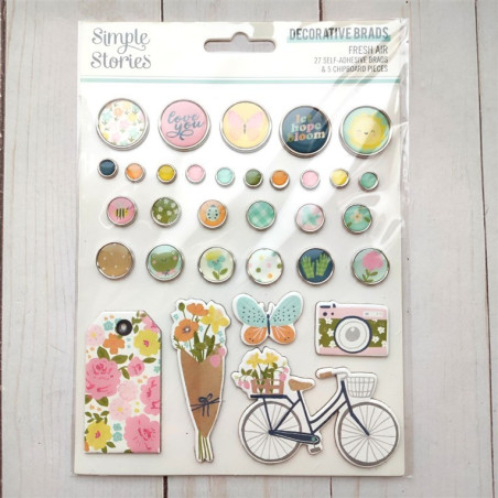 Simple Stories Fresh Air Decorative Brads 32pz