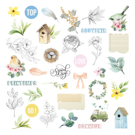 Les Ateliers de Karine Mimosa Forever VELLUM Die Cuts 35pz