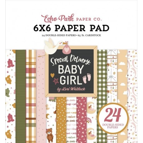 Echo Park Special Delivery Baby Girl Paper Pad 15x15cm