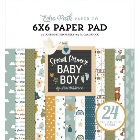Echo Park Special Delivery Baby Boy Paper Pad 15x15cm