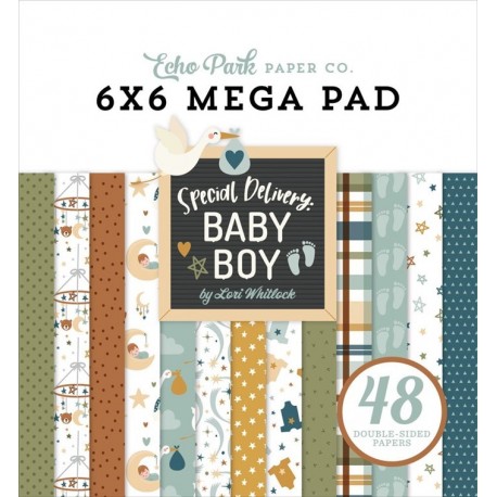 Echo Park Special Delivery Baby Boy Cardmakers Mega Pad 15x15cm