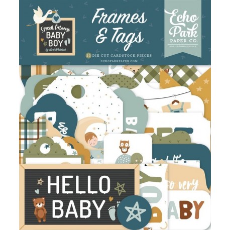 Echo Park Special Delivery Baby Boy Frames & Tags 33pz