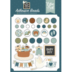 Echo Park Special Delivery Baby Boy Adhesive Brads 25pz+7 Chipboard