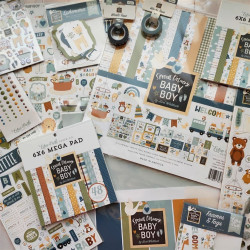 Echo Park Special Delivery Baby Boy Adhesive Brads 25pz+7 Chipboard
