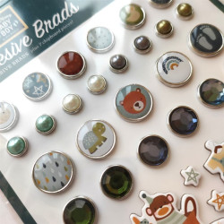 Echo Park Special Delivery Baby Boy Adhesive Brads 25pz+7 Chipboard